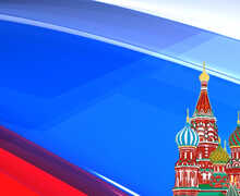 Фон: Россия, флаг, Кремль